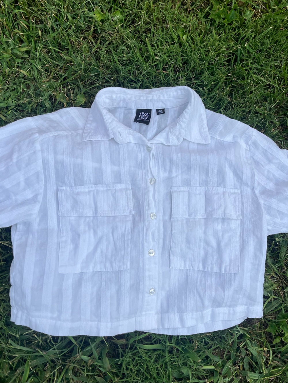 White Crop Button Down Shirt